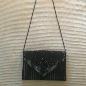 All Black Beaded Clutch